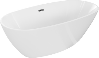 Baignoire Mexen Eris autoportante 180 x 80 cm, blanche, trop-plein gun gray brossé - 53441808000-66