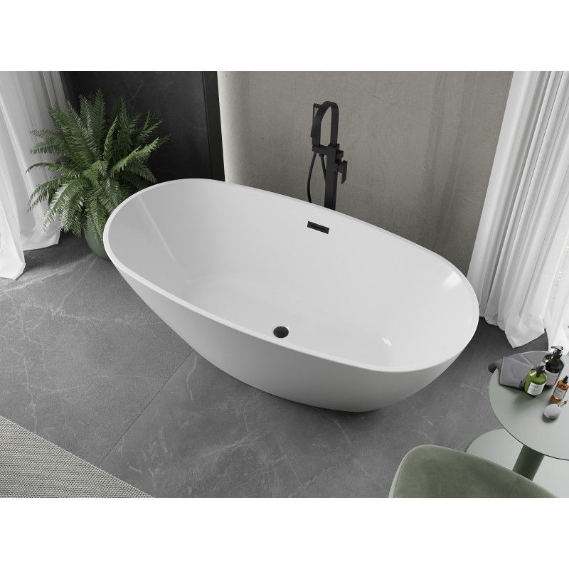 Mexen Eris baignoire autoportante 180 x 80 cm, blanche, trop-plein noir - 53441808000-70