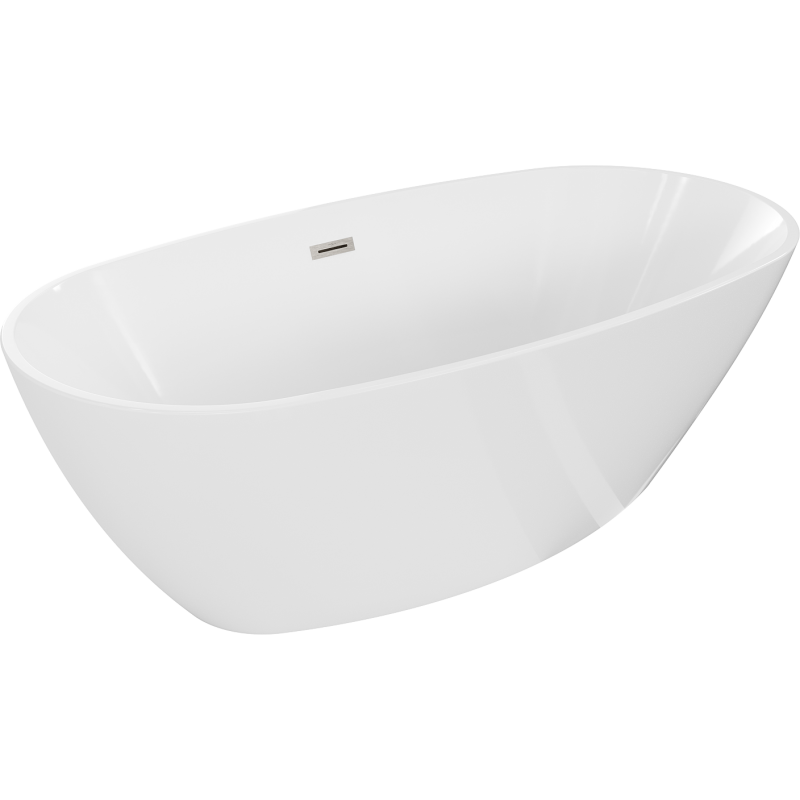 Mexen Eris baignoire autoportante 180 x 80 cm, blanche, trop-plein en nickel brossé - 53441808000-97