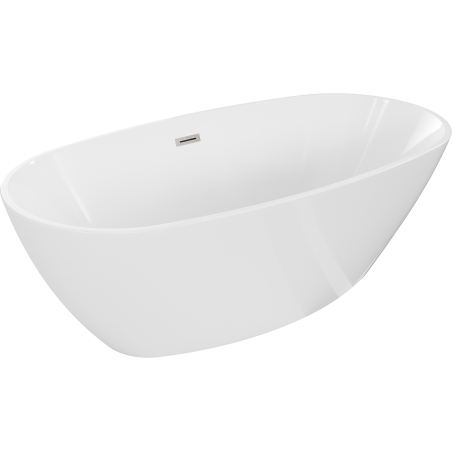 Mexen Eris baignoire autoportante 180 x 80 cm, blanche, trop-plein en nickel brossé - 53441808000-97