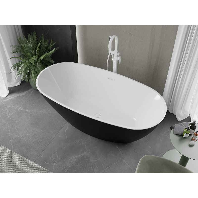 Mexen Eris baignoire autoportante 180 x 80 cm, blanche/noire, trop-plein blanc - 53441808075-20