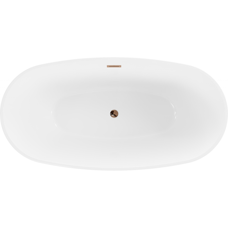 Mexen Eris baignoire autoportante 180 x 80 cm, blanche/noire, trop-plein or rose - 53441808075-60