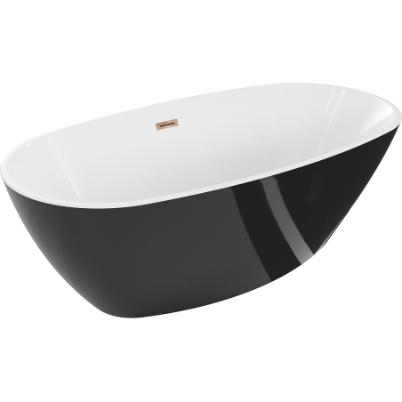Mexen Eris baignoire autonome 180 x 80 cm, blanche/noire, évacuation dorée rose - 53441808075-60