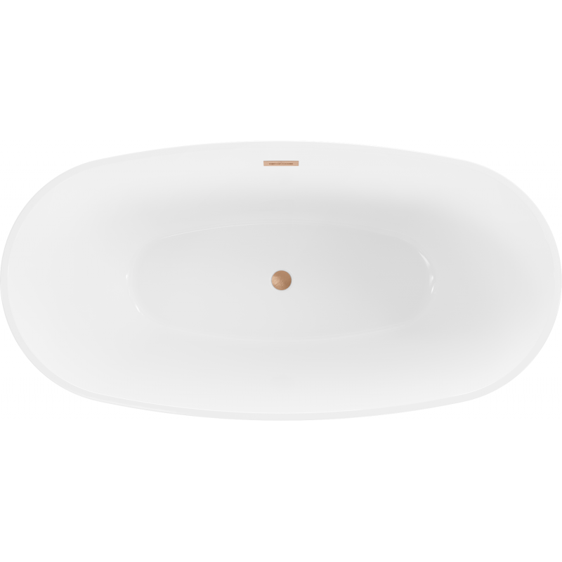 Mexen Eris baignoire autoportante 180 x 80 cm, blanche/noire, trop-plein cuivre brossé - 53441808075-65