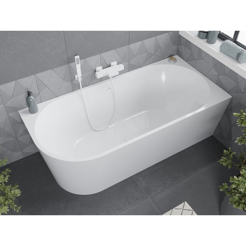 Mexen Mia baignoire autoportante d'angle droite 180 x 80 cm, blanche, trop-plein blanc - 52691808000P-20