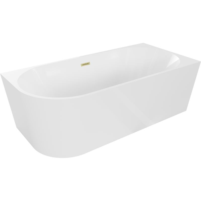 Mexen Mia baignoire autoportante d'angle droite 180 x 80 cm, blanche, trop-plein or brossé - 52691808000P-55