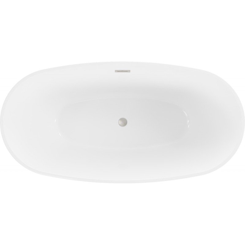 Mexen Eris baignoire autoportante 180 x 80 cm, blanc/noir, trop-plein nickel brossé - 53441808075-97
