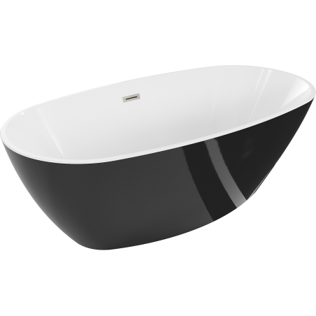 Mexen Eris baignoire autoportante 180 x 80 cm, blanc/noir, trop-plein nickel brossé - 53441808075-97