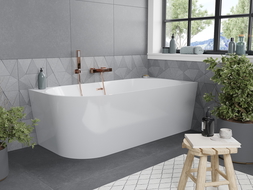 Baignoire d'angle droite Mexen Mia 180 x 80 cm, blanche, évacuation en cuivre brossé - 52691808000P-65