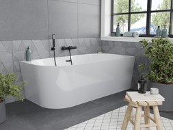 Baignoire Mexen Mia angulaire droite 180 x 80 cm, blanche, évacuation noire - 52691808000P-70