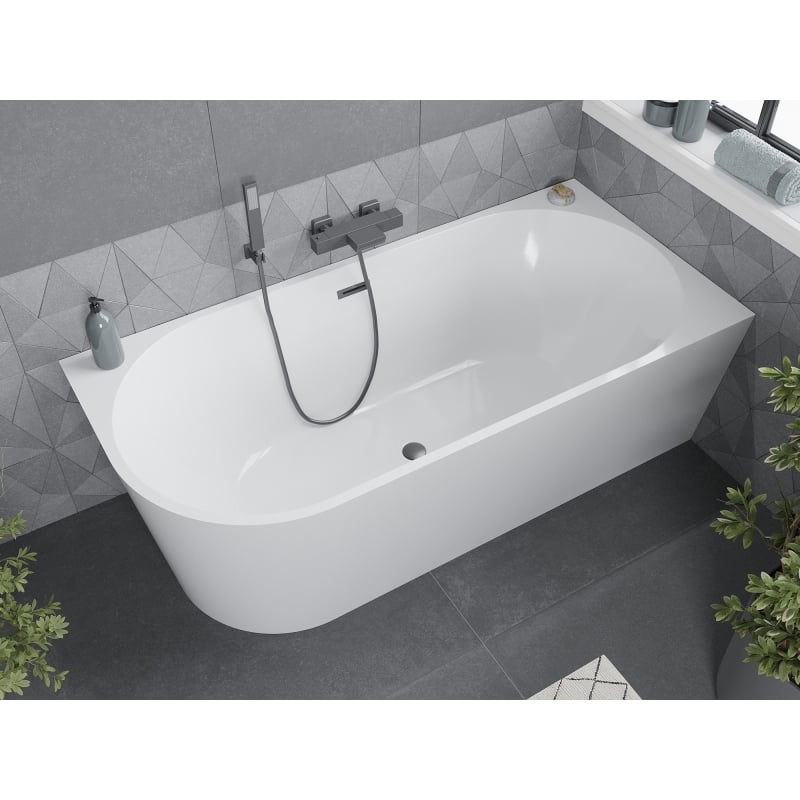 Mexen Mia baignoire autoportante d'angle droite 180 x 80 cm, blanche, trop-plein en métal canon - 52691808000P-95