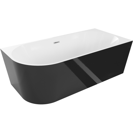 Mexen Mia baignoire autoportante d'angle droite 180 x 80 cm, blanc/noir, trop-plein chromé - 52691808075P-01