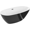 Baignoire autoportante Mexen Eris 180 x 80 cm, blanc/noir, bonde noire - 53441808075-70