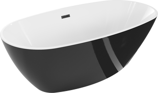 Mexen Eris baignoire autoportante 180 x 80 cm, blanc/noir, trop-plein noir - 53441808075-70