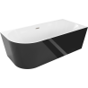 Mexen Mia baignoire autoportante d'angle droite 180 x 80 cm, blanche/noire, trop-plein nickel brossé - 52691808075P-97