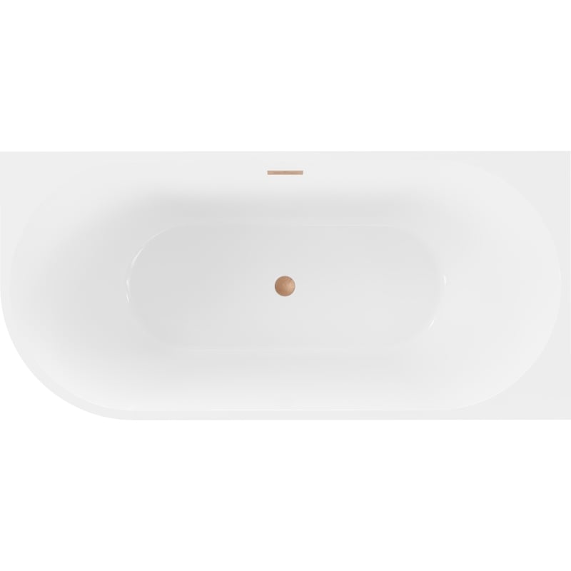 Mexen Mia baignoire autoportante d'angle droite 180 x 80 cm, blanche/noire, trop-plein cuivre brossé - 52691808075P-65