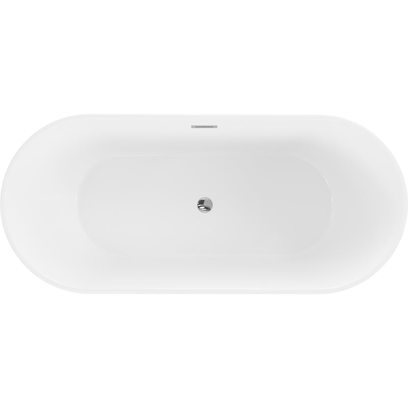 Mexen Flavia baignoire autoportante 150 x 75 cm, blanche, trop-plein chromé - 54031507500