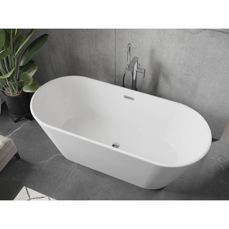 Mexen Flavia baignoire autoportante 150 x 75 cm, blanche, trop-plein chromé - 54031507500