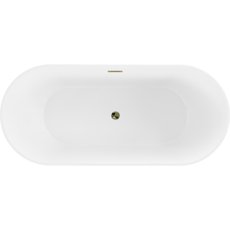 Mexen Flavia baignoire autoportante 150 x 75 cm, blanche, trop-plein doré - 54031507500-G