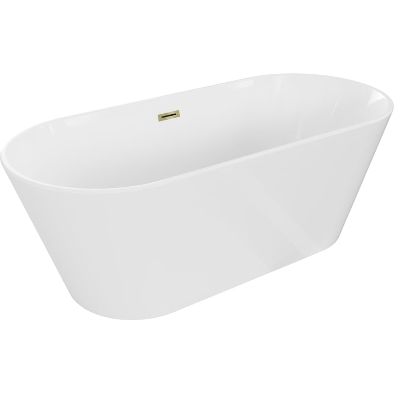 Mexen Flavia baignoire autoportante 150 x 75 cm, blanche, trop-plein doré - 54031507500-G