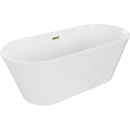 Mexen Flavia baignoire autoportante 150 x 75 cm, blanche, trop-plein doré - 54031507500-G