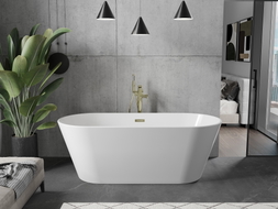 Mexen Flavia baignoire autoportante 150 x 75 cm, blanche, trop-plein doré - 54031507500-G