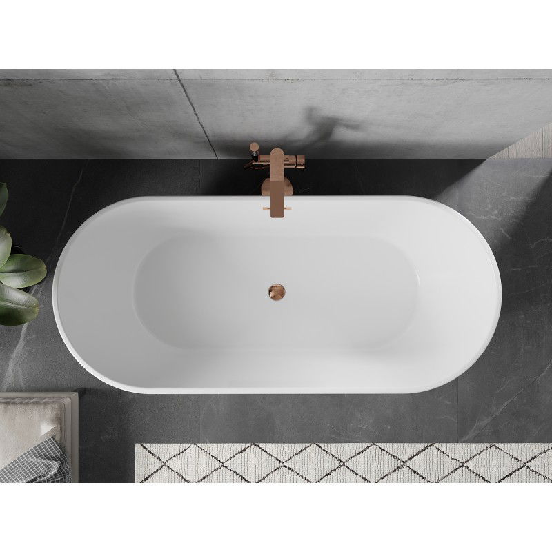 Mexen Flavia baignoire autoportante 150 x 75 cm, blanche, trop-plein or rose - 54031507500-60