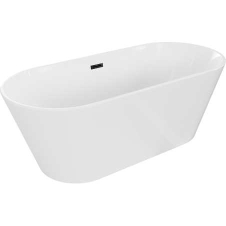 Baignoire Mexen Flavia indépendante 150 x 75 cm, blanche, avec trop-plein noir - 54031507500-70