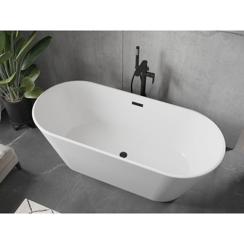 Mexen Flavia baignoire autoportante 150 x 75 cm, blanche, trop-plein noir - 54031507500-B