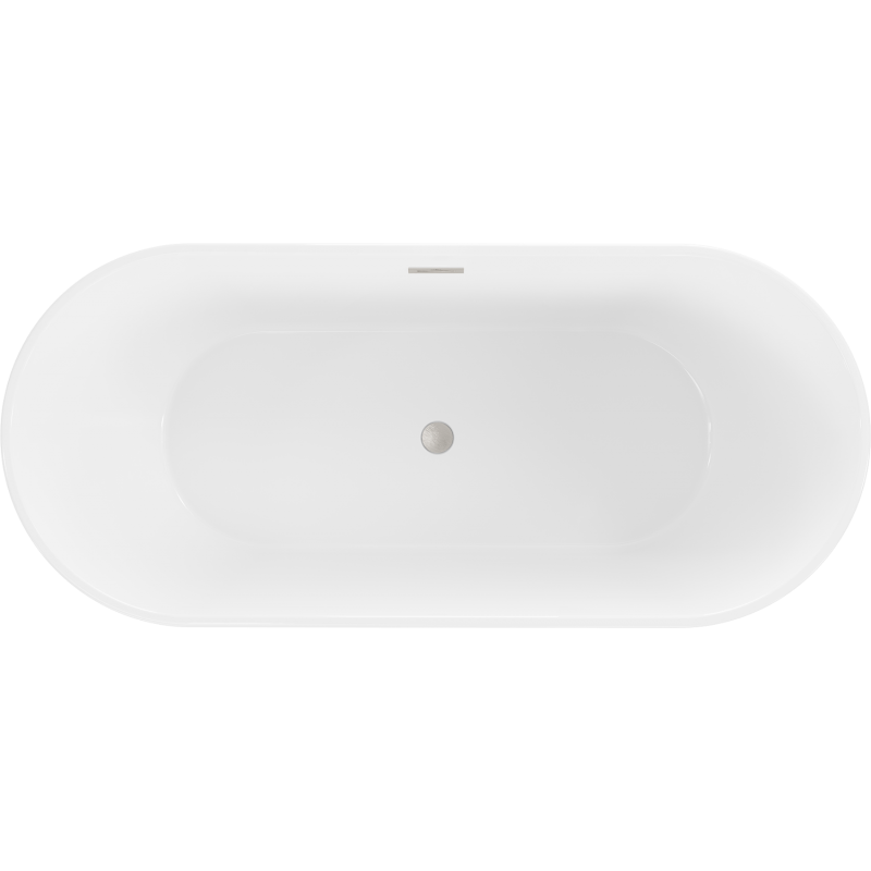 Mexen Flavia baignoire autoportante 150 x 75 cm, blanche, trop-plein nickel brossé - 54031507500-97