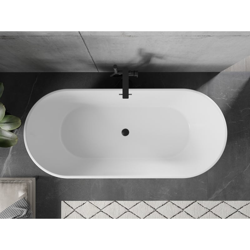 Mexen Flavia baignoire autoportante 150 x 75 cm, blanche, trop-plein noir - 54031507500-B