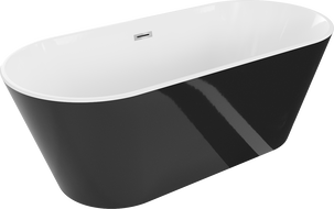 Mexen Flavia baignoire autoportante 150 x 75 cm, blanc/noir, trop-plein chromé - 54031507575-01