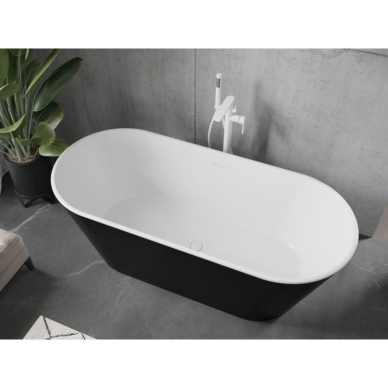 Mexen Flavia baignoire autoportante 150 x 75 cm, blanc/noir, trop-plein blanc - 54031507575-20