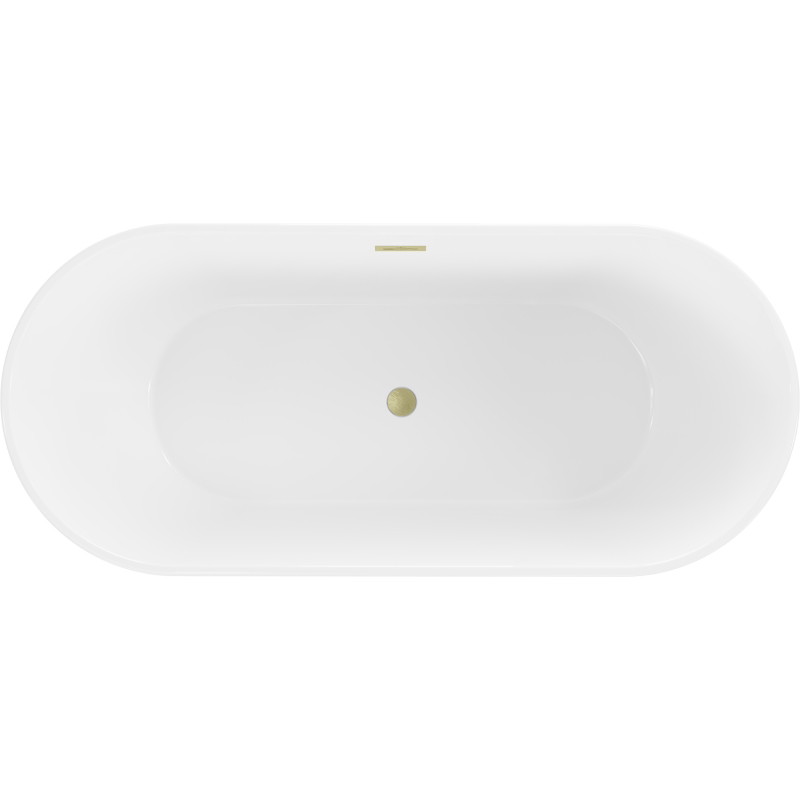 Mexen Flavia baignoire autoportante 150 x 75 cm, blanche/noire, trop-plein doré brossé - 54031507575-55
