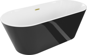 Mexen Flavia baignoire autoportante 150 x 75 cm, blanche/noire, trop-plein doré brossé - 54031507575-55