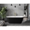 Mexen Flavia baignoire autoportante 150 x 75 cm, blanche/noire, trop-plein doré brossé - 54031507575-55