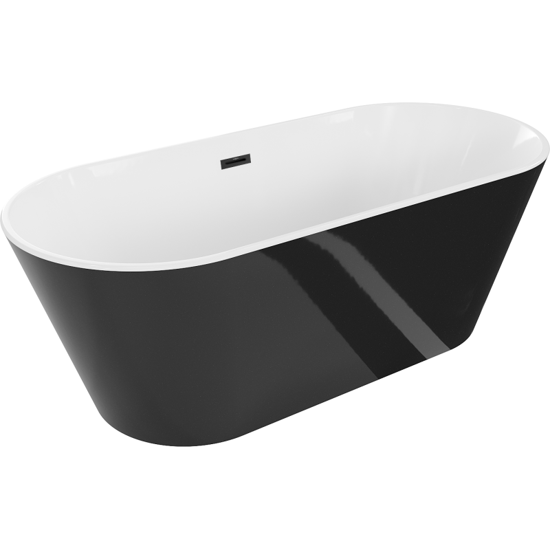 Mexen Flavia baignoire autoportante 150 x 75 cm, blanc/noir, trop-plein noir - 54031507575-70
