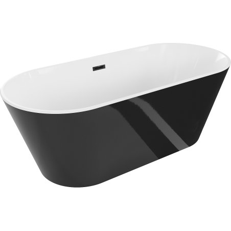 Mexen Flavia baignoire autoportante 150 x 75 cm, blanc/noir, trop-plein noir - 54031507575-70
