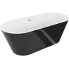 Mexen Flavia baignoire autoportante 150 x 75 cm, blanche/noire, trop-plein nickel brossé - 54031507575-97