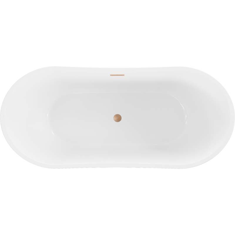 Mexen Montana baignoire autoportante 150 x 75 cm, blanche, trop-plein cuivre brossé - 52011507500-65