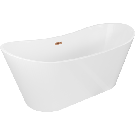 Mexen Montana baignoire autoportante 150 x 75 cm, blanche, trop-plein cuivre brossé - 52011507500-65
