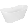Mexen Montana baignoire autoportante 150 x 75 cm, blanche, trop-plein cuivre brossé - 52011507500-65