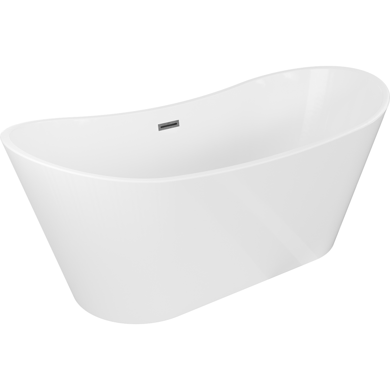 Mexen Montana baignoire autoportante 150 x 75 cm, blanche, trop-plein gun gray brossé - 52011507500-66