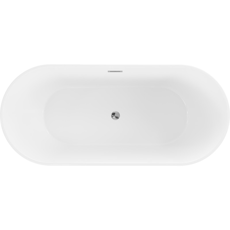 Mexen Flavia baignoire autoportante 160 x 75 cm, blanche, trop-plein chromé - 54031608000