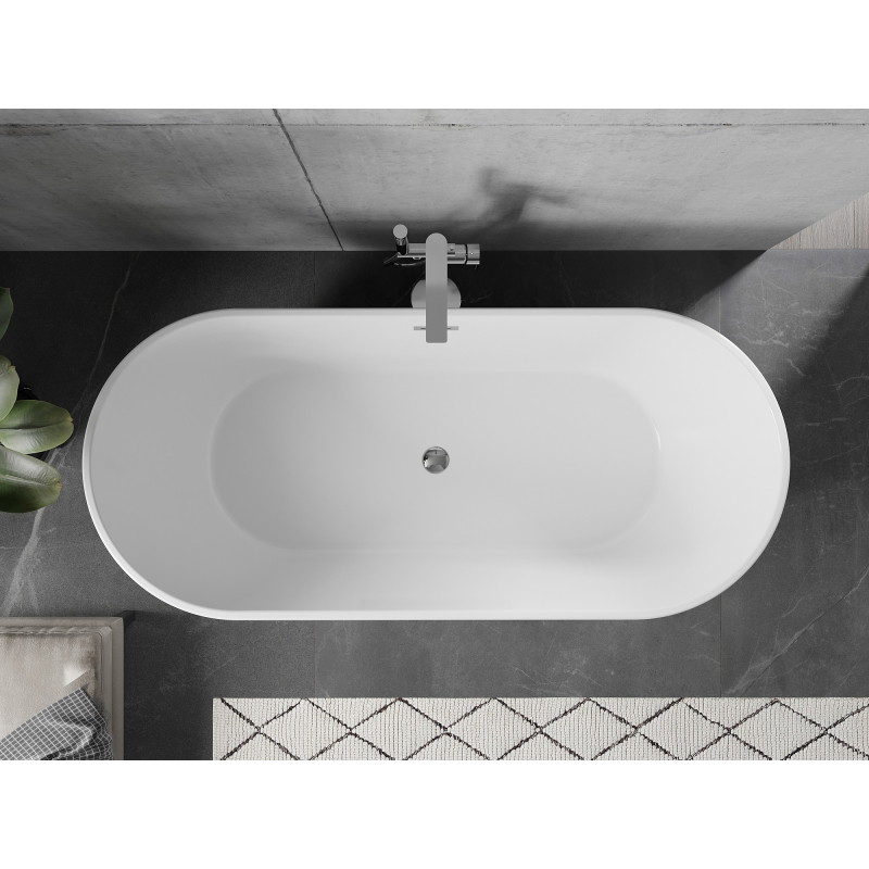 Mexen Flavia baignoire autoportante 160 x 75 cm, blanche, trop-plein chromé - 54031608000