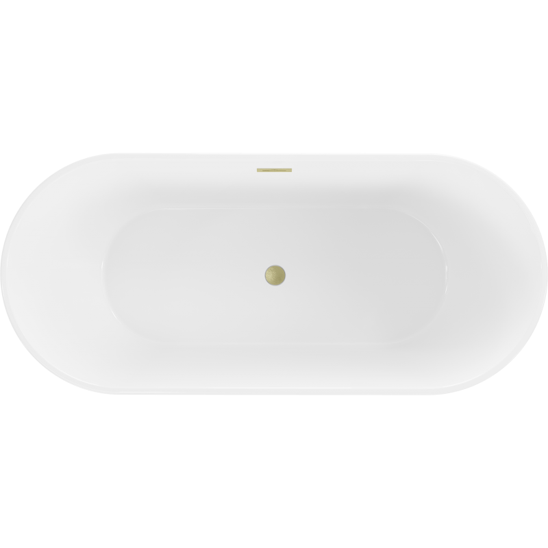 Mexen Flavia baignoire autoportante 160 x 75 cm, blanche, trop-plein doré brossé - 54031608000-55