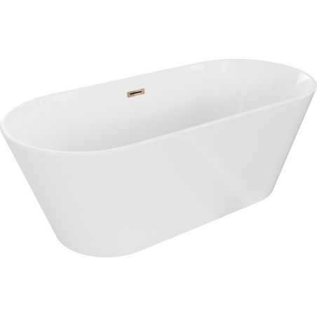 Baignoire Mexen Flavia autonome 160 x 75 cm, blanche, avec vidage en or rose - 54031608000-60