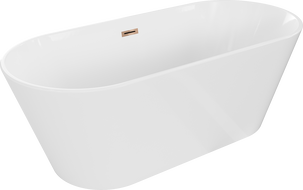 Baignoire Mexen Flavia autonome 160 x 75 cm, blanche, avec vidage en or rose - 54031608000-60