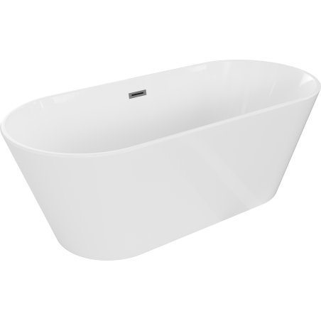 Baignoire Mexen Flavia libre 160 x 75 cm, blanche, trop-plein gun gray brossé - 54031608000-66
