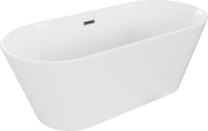 Baignoire Mexen Flavia libre 160 x 75 cm, blanche, trop-plein gun gray brossé - 54031608000-66